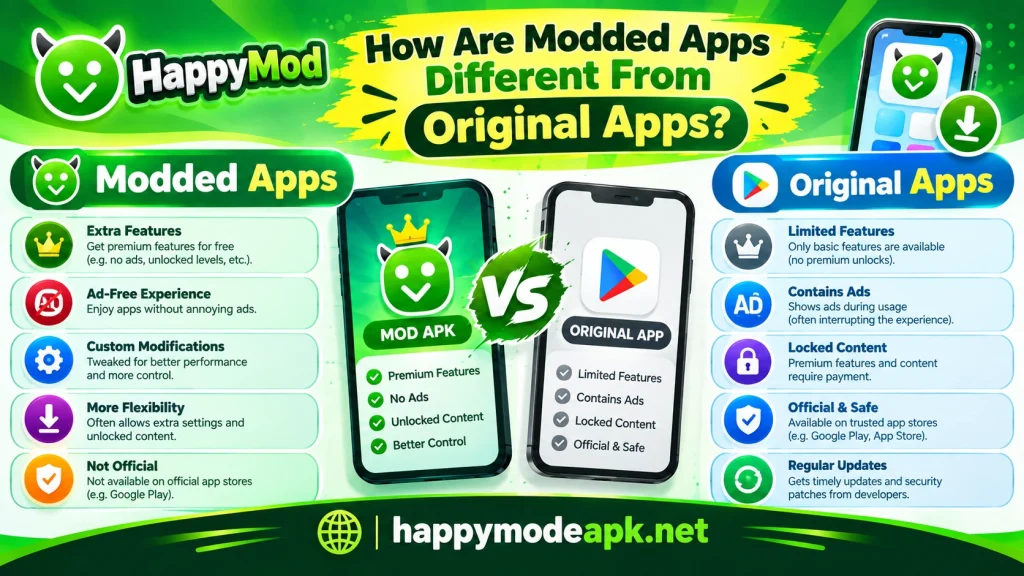 modded apps different from original apps https://happymodeapk.net/